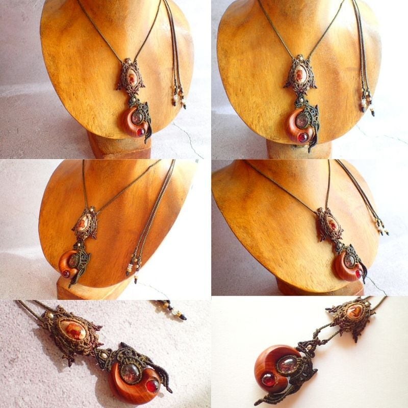 勾玉（流木)/ガーネット/ガーデンクォーツ/カンテラオパール