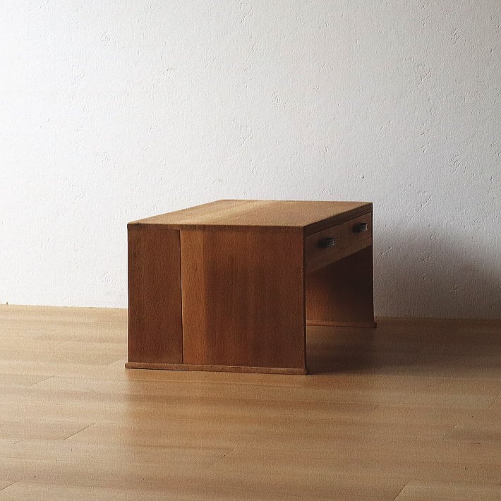 アンティーク 無塗装 引き出し付き 木製 文机 古家具 ラワン材