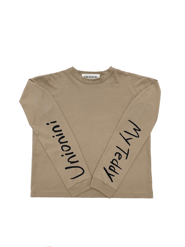 【Sale】UNIONINI "logo print long sleeved tee"  4-6/6-8/8-10 (brown) ※メール便1点までOK