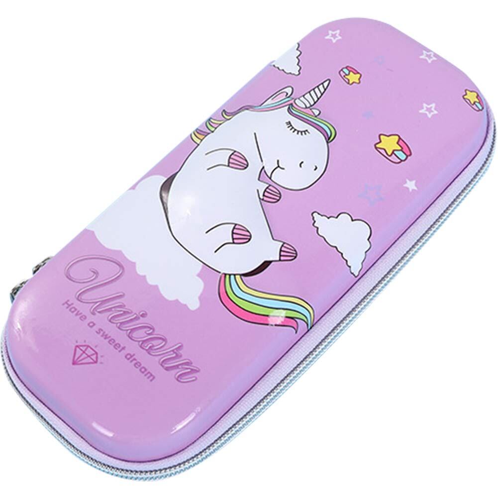 Umora ペンケース 筆箱 ペンボックス 大容量 筆入れ ペンポーチ 化粧ポーチ かわいい 多機能ケース(ユニコーン パープル)