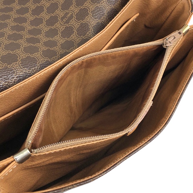 CELINE セリーヌ マカダム ショルダーバッグ ブラウン ホースビット PVC レザー vintage ヴィンテージ オールド gmn7vj