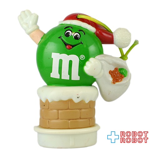 M&M's 1993 グリーン サンタクロース CHIMNEY WITH A BAG OF TOYS クリスマスオーナメント