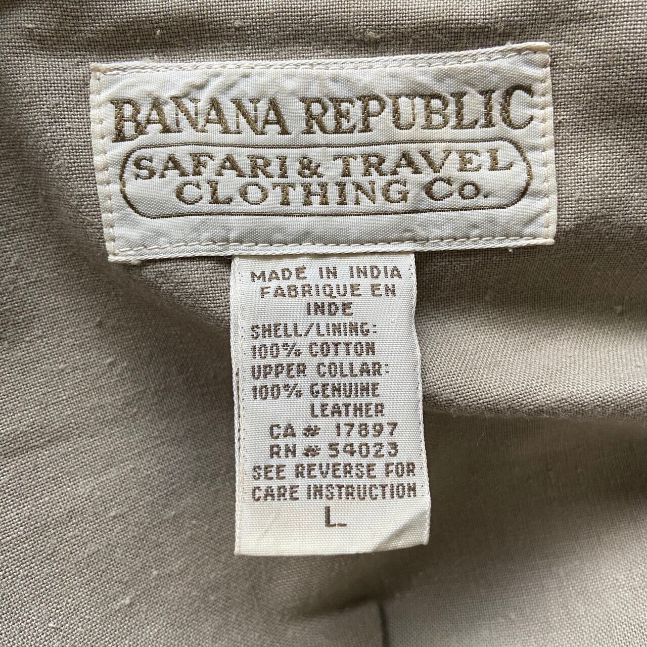 80~90年代 BANANA REPUBLIC バナナリパブリック 襟レザー コットン