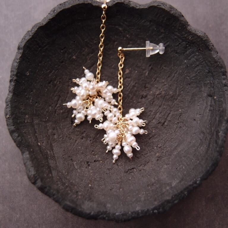 【K14gf】Seed Pearl Earrings/シードパール フリンジピアス