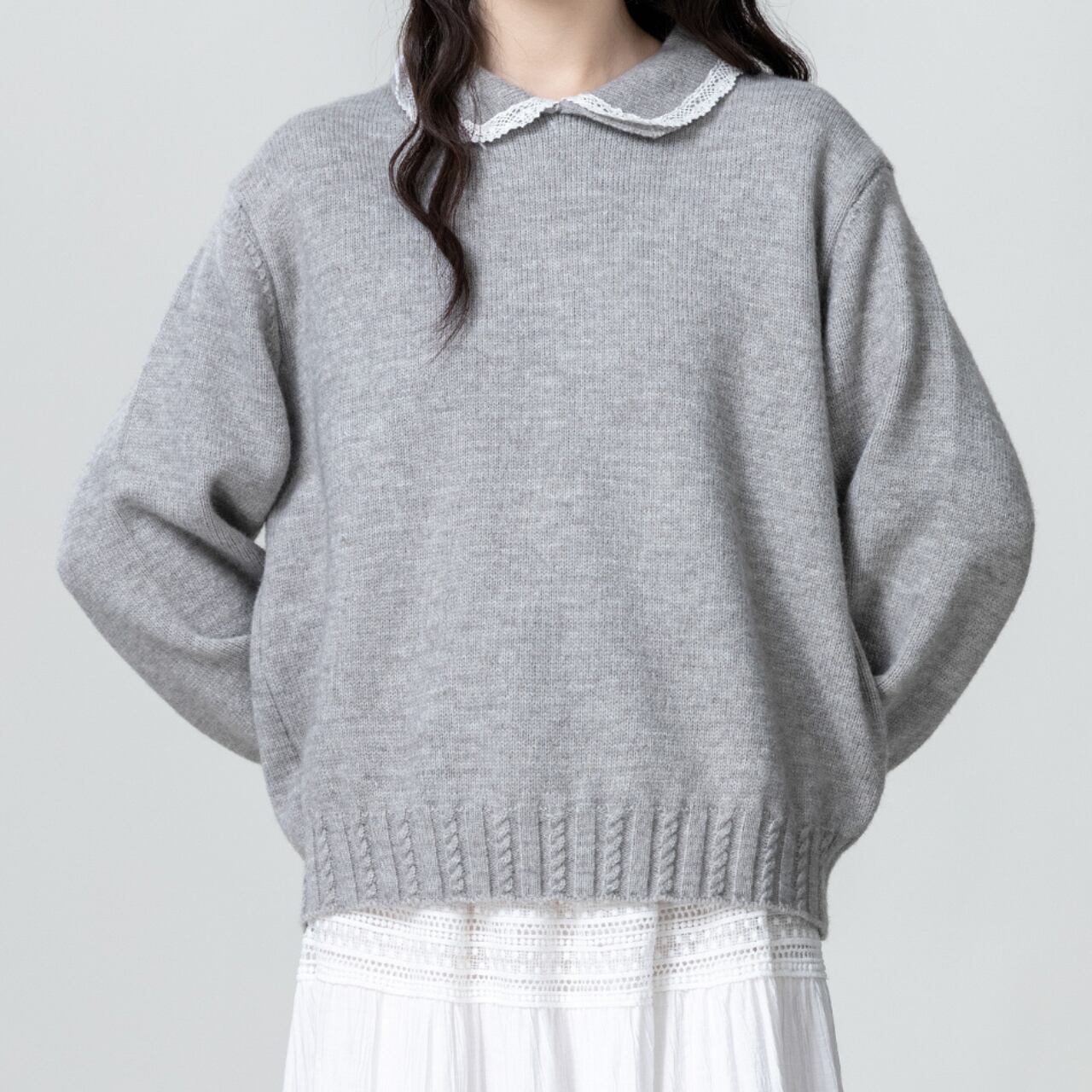 Lace Collar Knit Pullover R0242