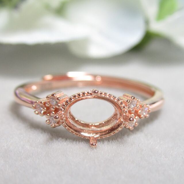 7×5㎜ 横向き ミルフレーム 3CZ S925 リング台 PG