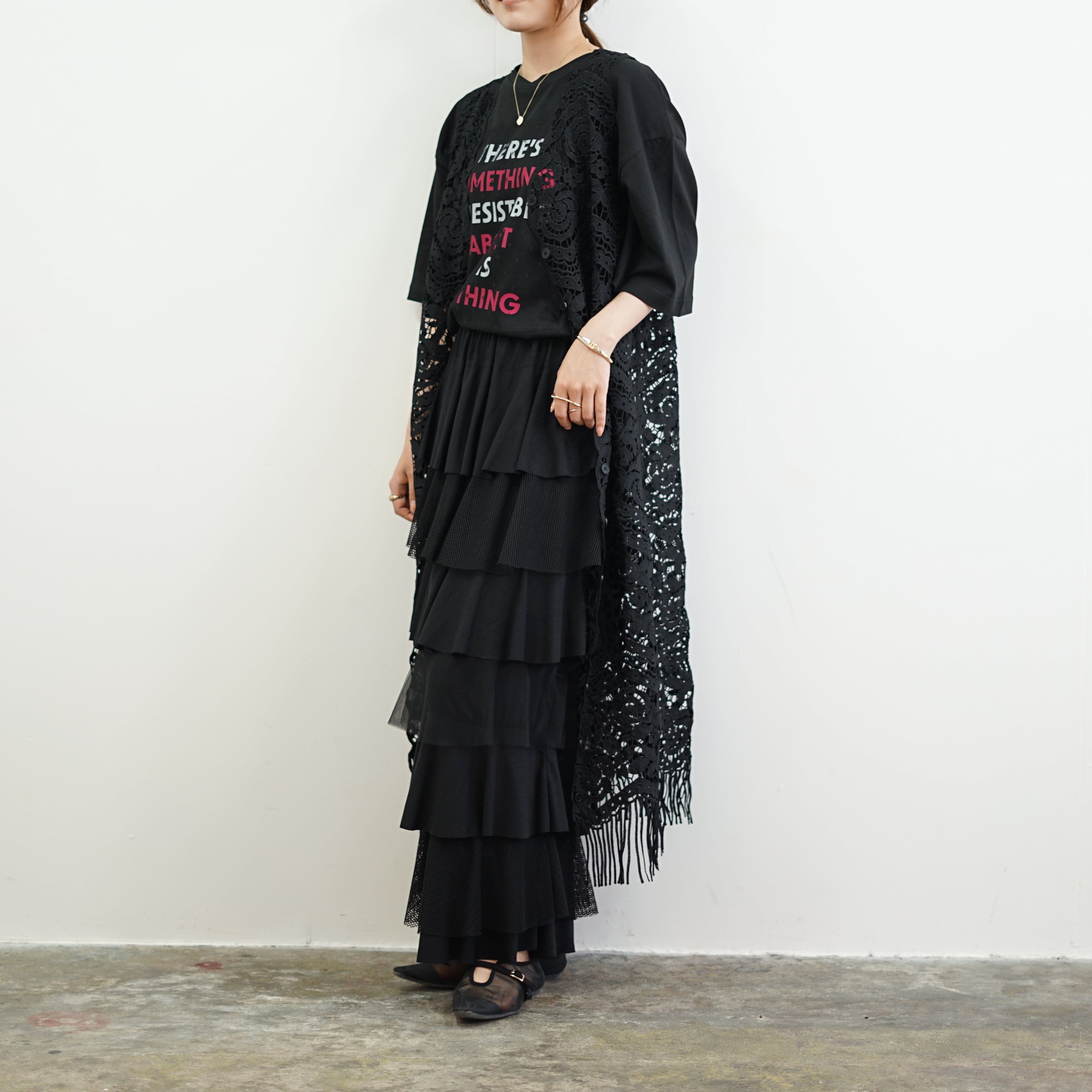 BLKのみ7月入荷】異素材ティアードスカート | 7DAYS SHOP