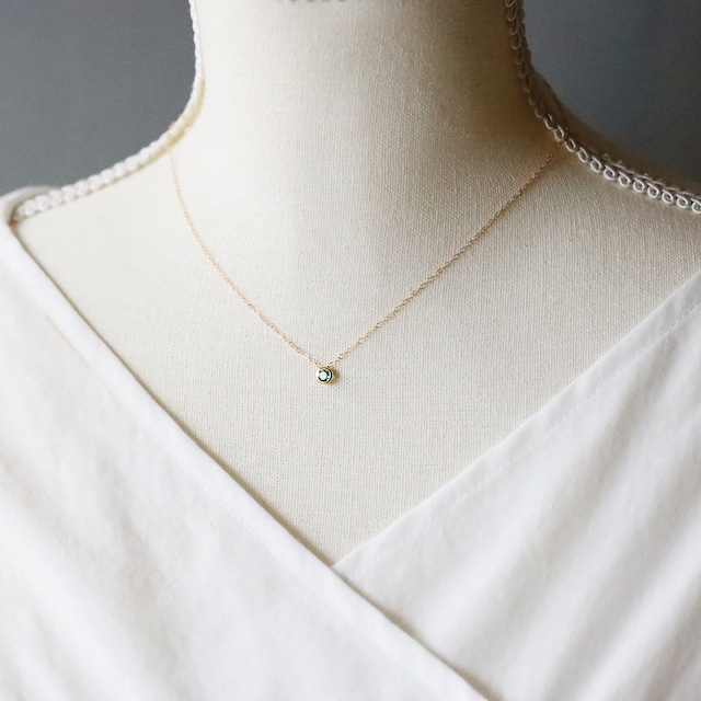 再入荷！マダガスカル産ブルーグリーンアパタイトのひと粒ネックレス｜14Kgf