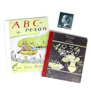 スウェーデン豆絵本「ABC-resan（ABCの旅）／Blomstersiffror（花数字）」2冊セット