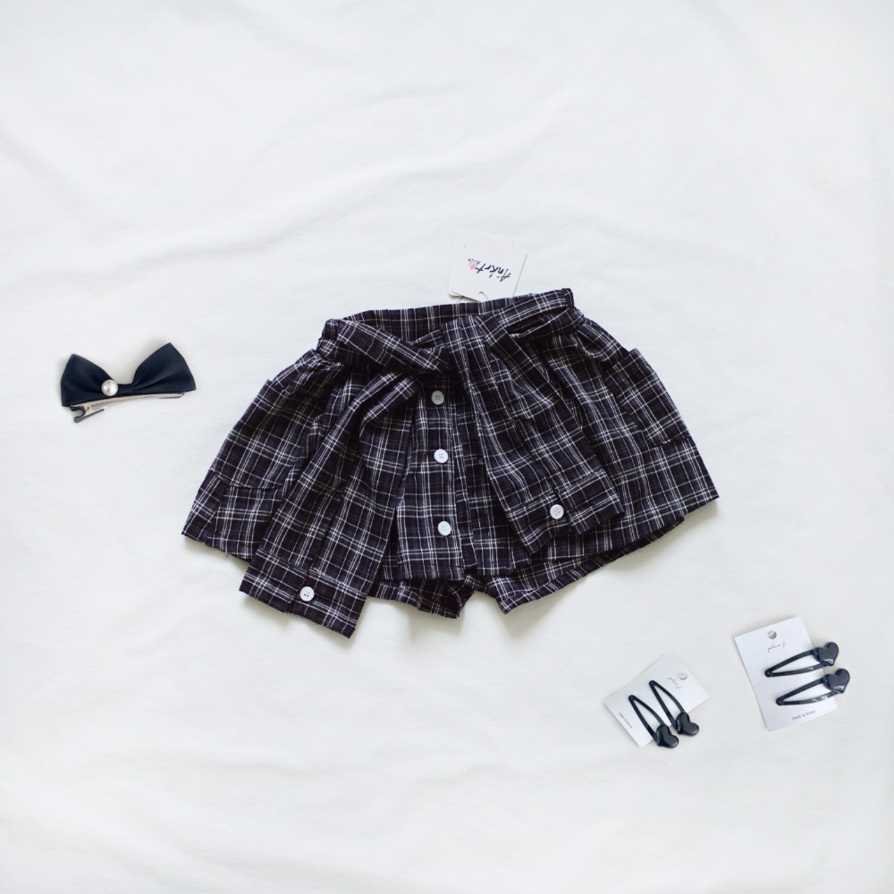 春チェックハイウエストパンツスカート