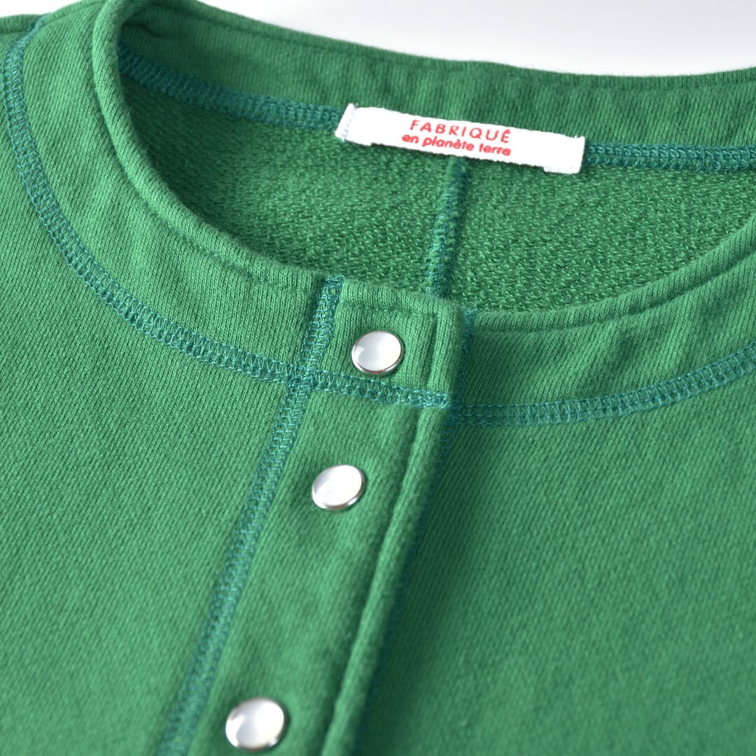 Fabrique en planete terre ファブリケアンプラネテール 裏毛オーバーサイズスナップカーディガン・グリーン【送料無料】