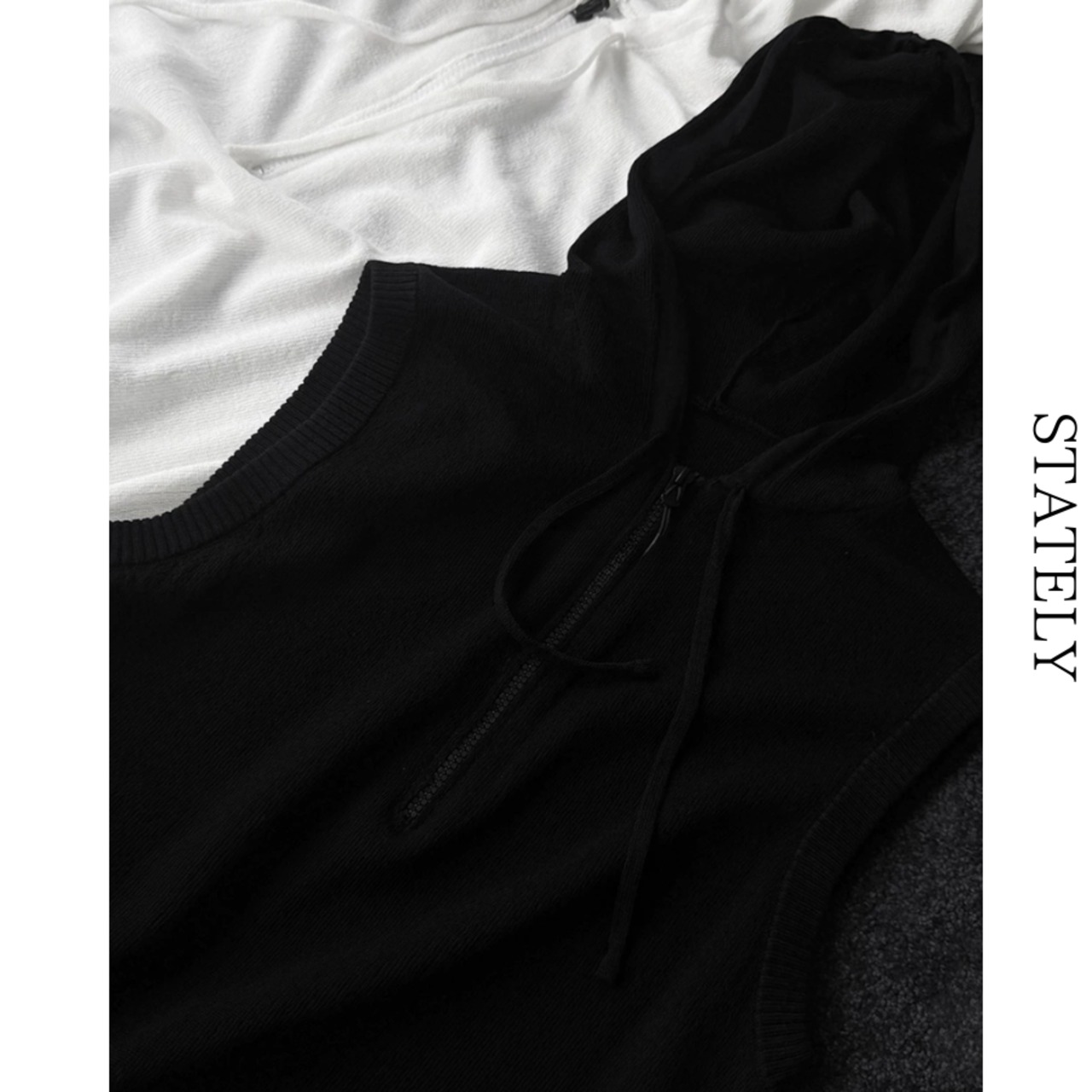 Minimal Zip ニットフーディー/2color _T108・画像3
