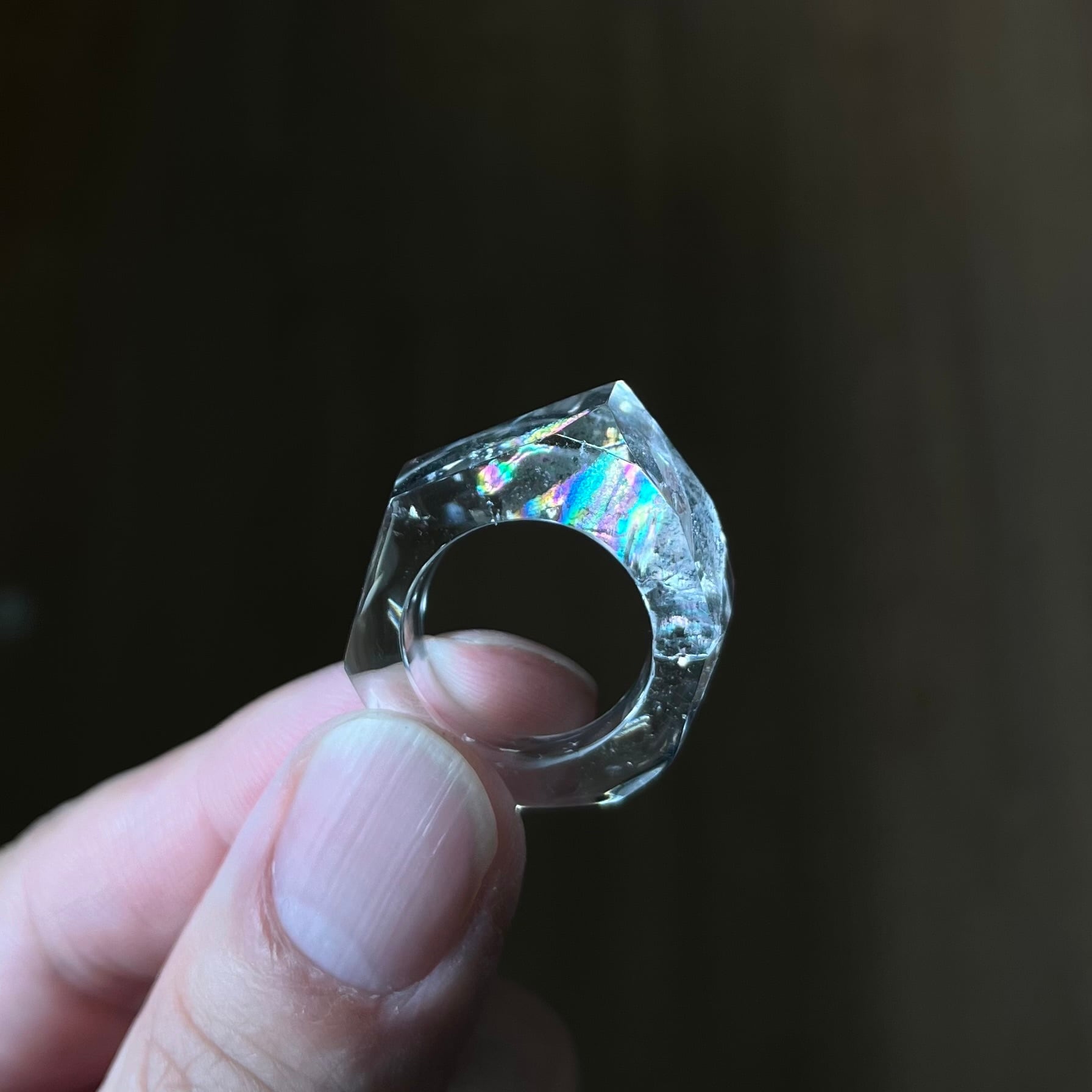 ⑤レインボー水晶のくりぬきリング | Takahiro Omori