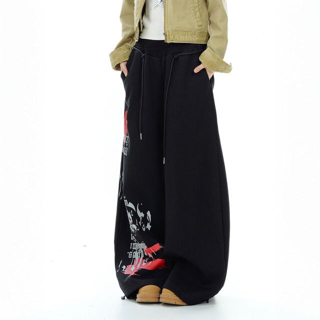ゴシックレタリングペイントグラフィックパンツ 2col   R02860
