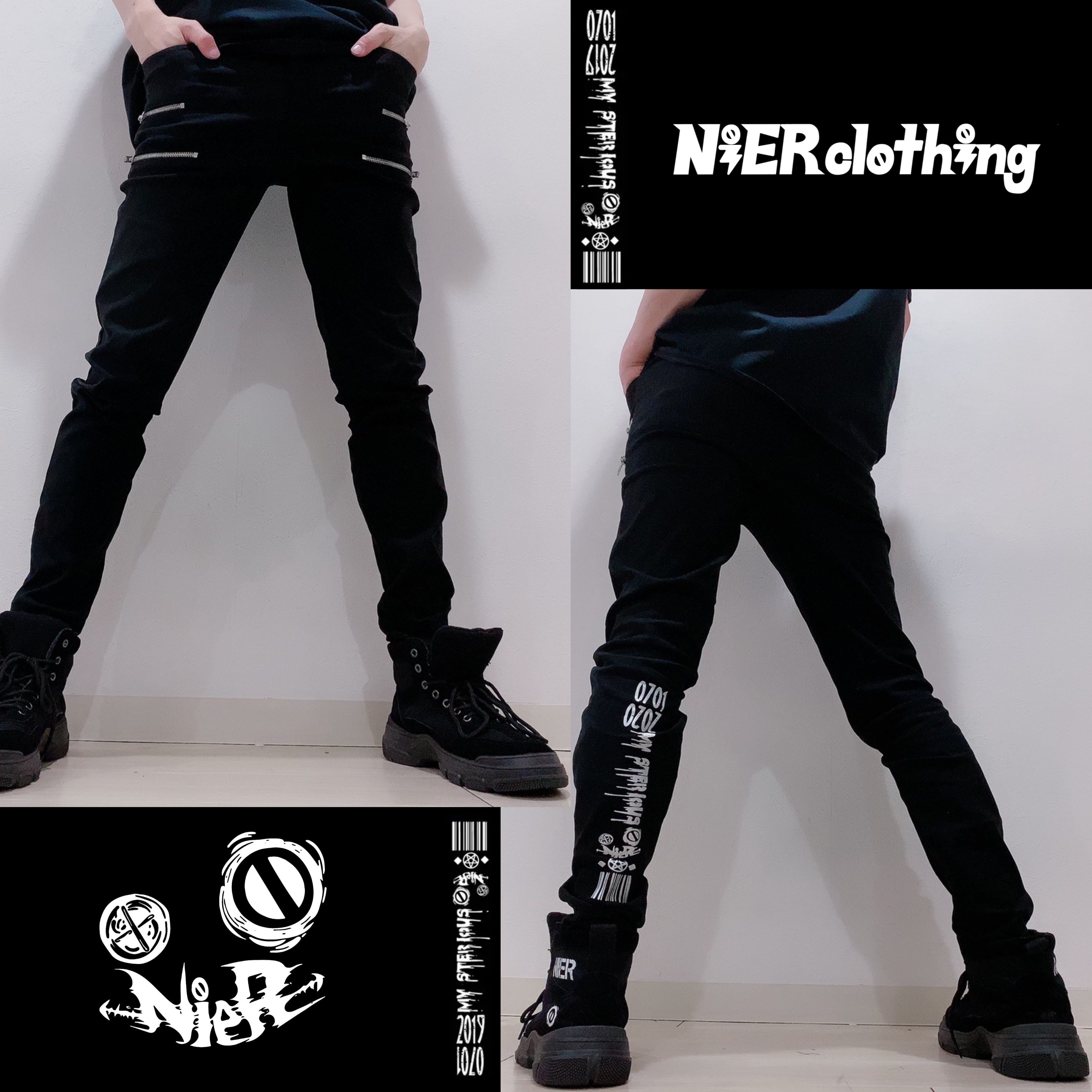 NieR 4FAKE ZIP STYLISH PANTS【刺繍LIPS】