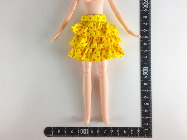 ドール服 1/6 女性用25 ティアードスカート 黄赤ドット A-1 - 画像1