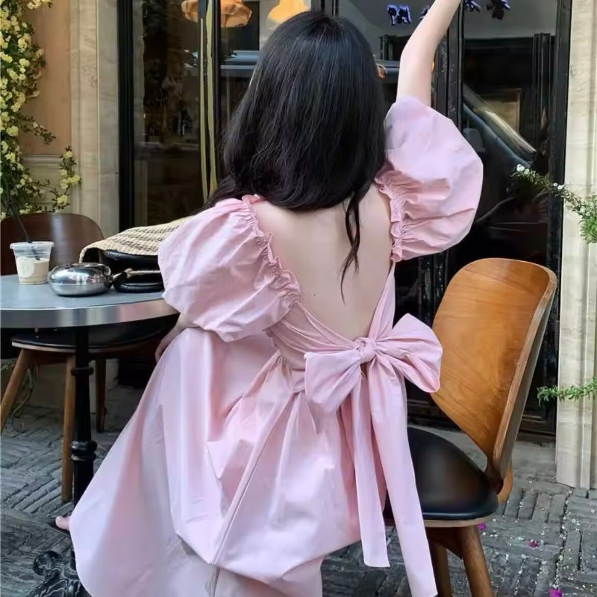 バックリボンワンピース