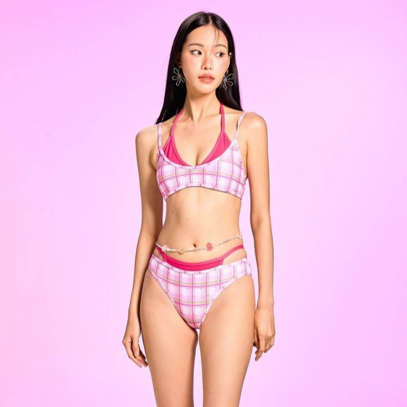 PINK水着 Tika（ティカ） 水着 ビキニ 盛れる ホルターネック 水着 可愛い