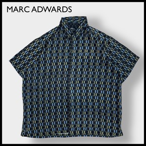 【MARC ADWARDS】半袖シャツ 柄シャツ 総柄 オールパターン シルク silk 2XL ビッグサイズ US古着