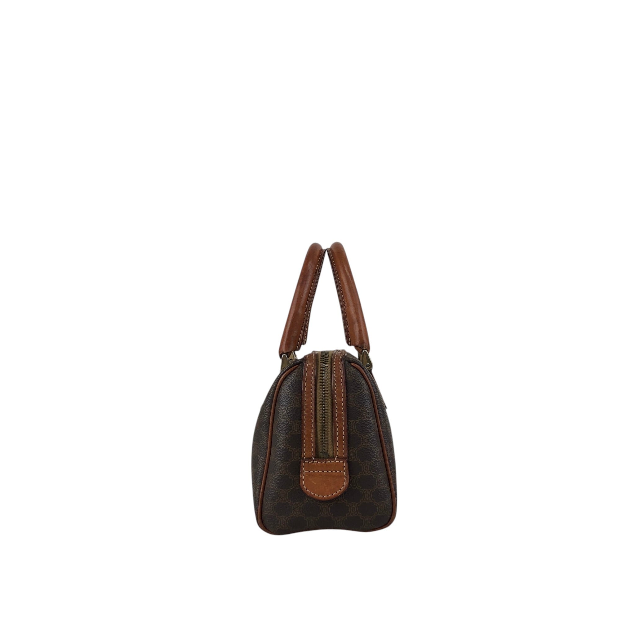 CELINE セリーヌ マカダム ショルダーバッグ ブラウン PVC レザー 2way