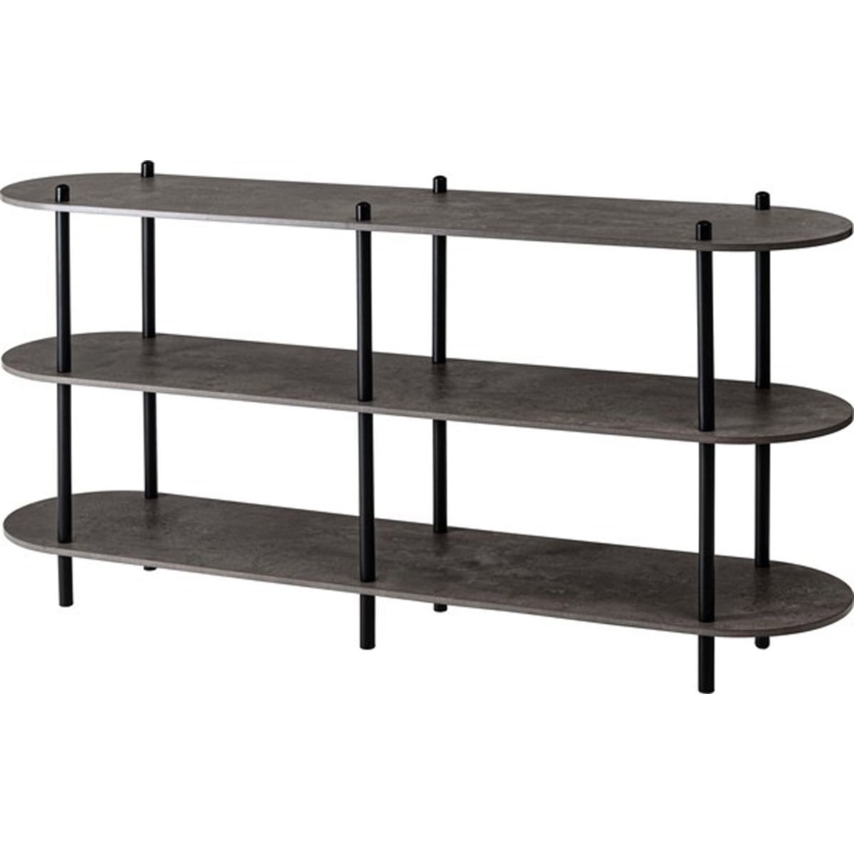 オープンラック PT-564 ラック 収納棚 ディスプレイラック 大理石調 石目調 3段 シック モダン 黒 ブラック 楕円形 ストーン柄 リビング 見せる収納 スチール脚