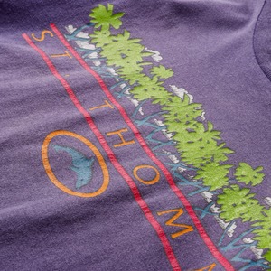 【逸品】Vintage T-shirts  "ST.THOMAS" made in USA Tee mint condition ／90年代 ヴィンテージ TシャツUSA製  サイズXL フェード パープル ナス紺 コットン100%