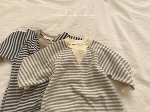 【valu bebe】バイカラーボーダースウェットスーツ ブルー 60~80cm 240839