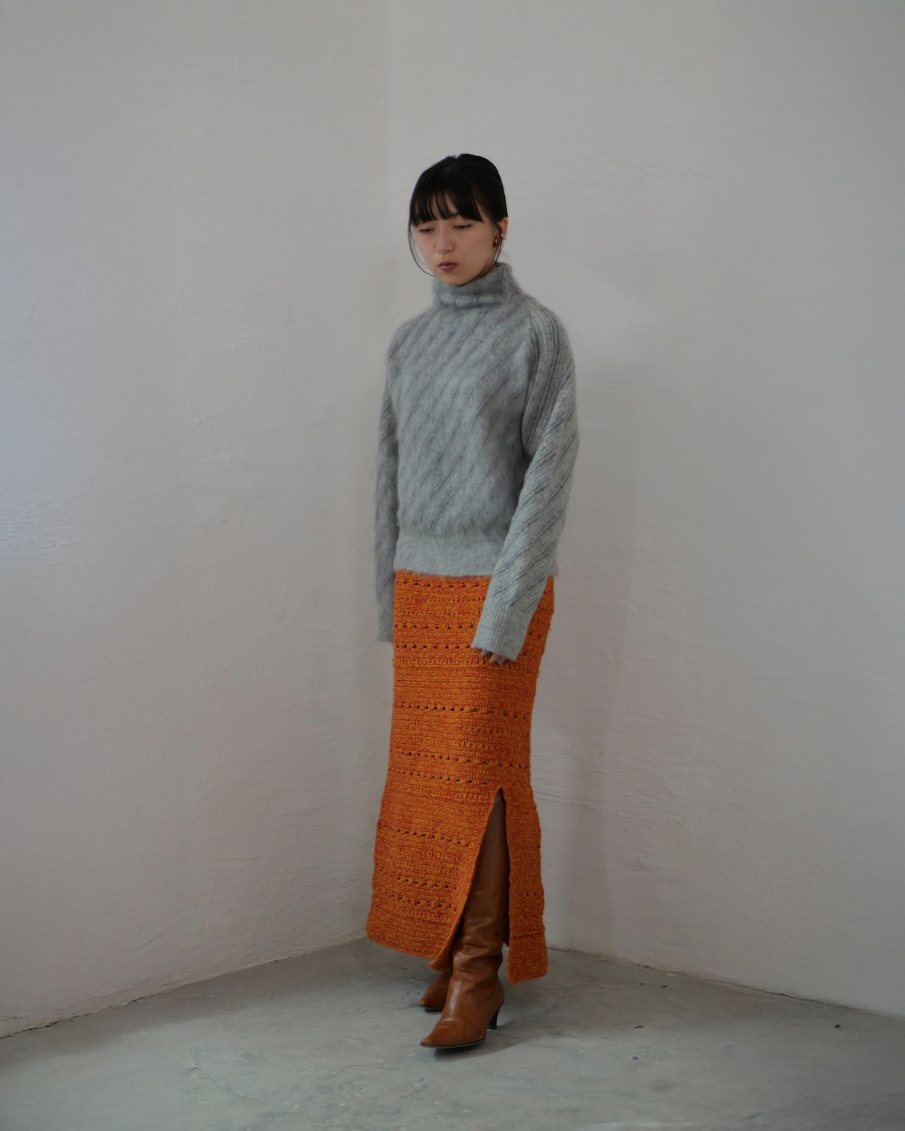 RITSUKO KARITA - rich Mohair Knit :Hair|グレイヘア着想/片袖無加工