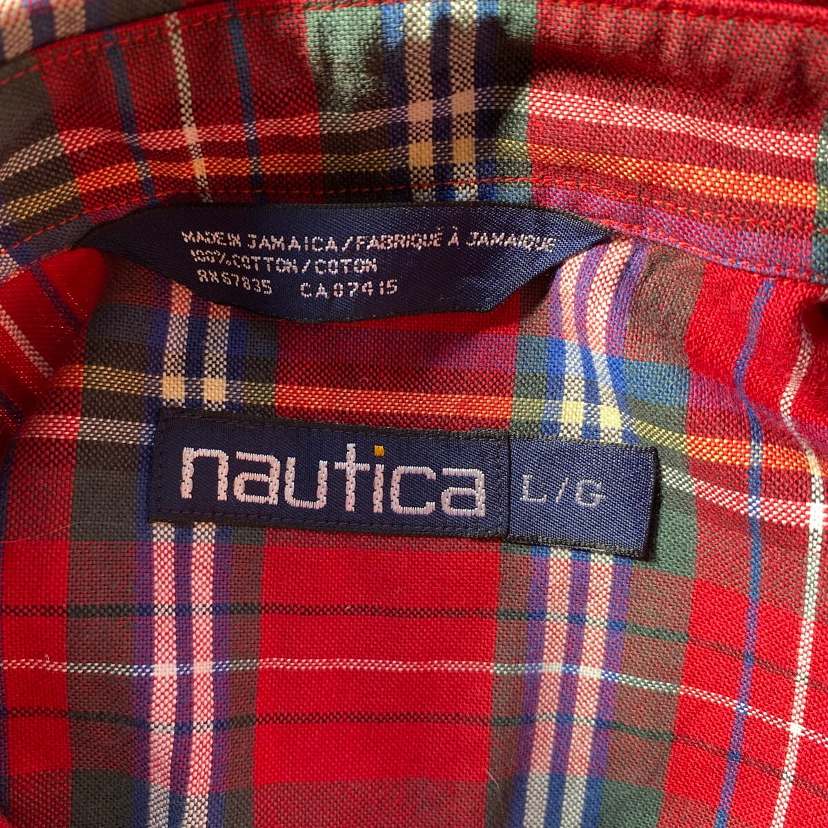 90年代 NAUTICA ノーティカ ワンポイントロゴ刺繍 チェックシャツ ...