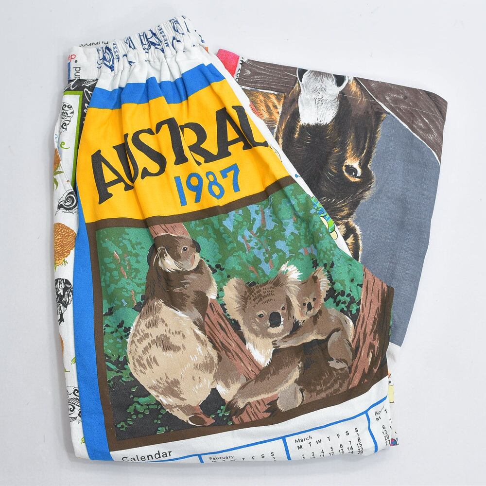 Remakeリメイク ヴィンテージ テキスタイル パッチワーク デザイン 再構築 ワイド ルーズシルエット バギーパンツ ツギハギ 古着 裏地付き W67~96cm