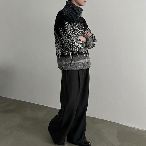 OLD 90's pattern monotone fleece jacket