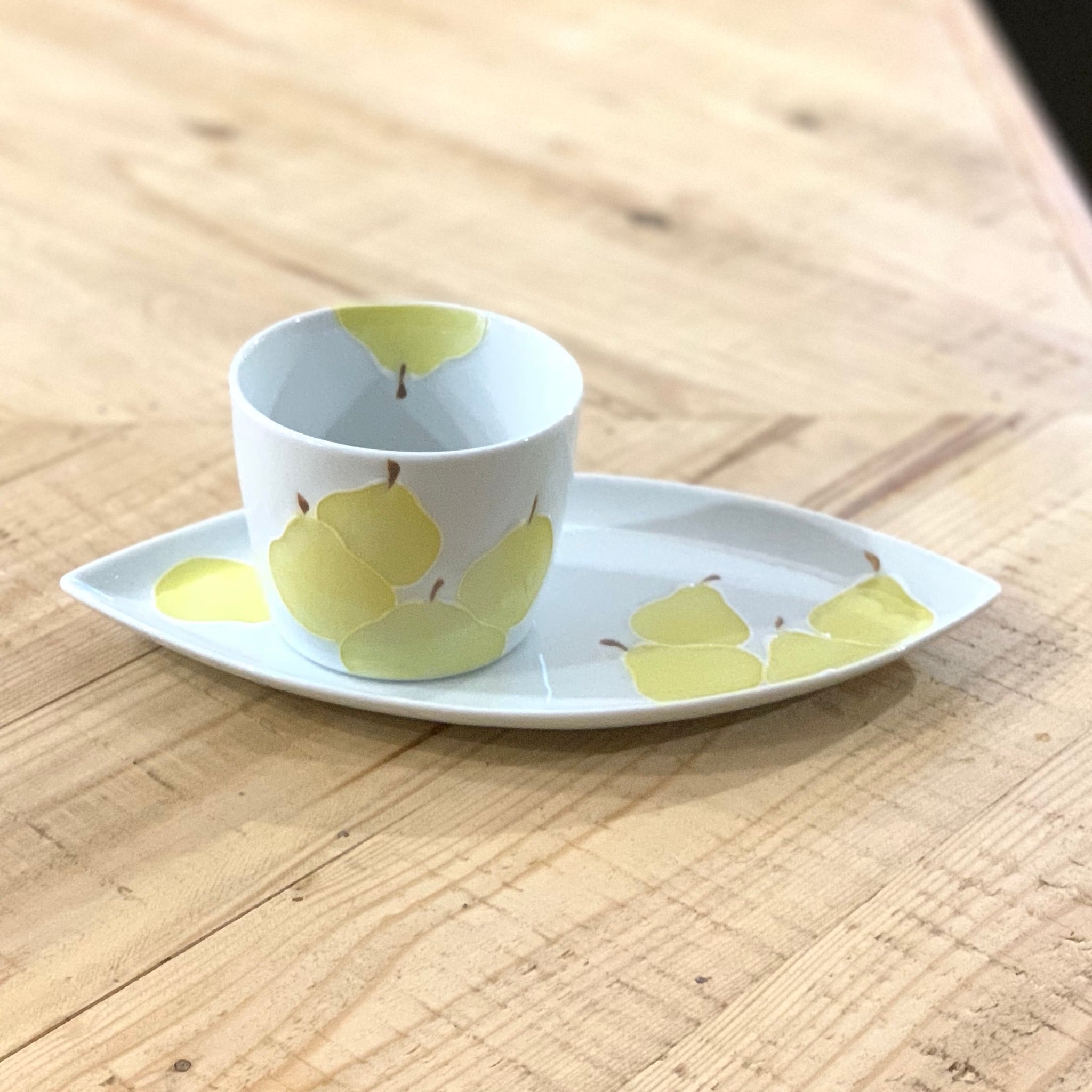 うるま陶器ティーカップ(スプーン付き) やちむん焼 沖縄 青い器 沖縄