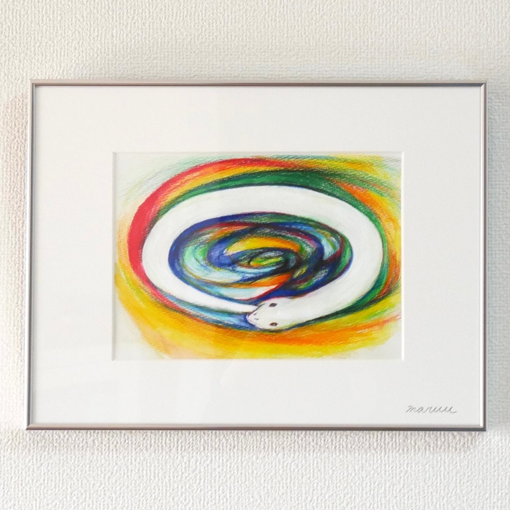 送料無料 「カエル」 原画 フレーム付き アクリル画 （アート作品