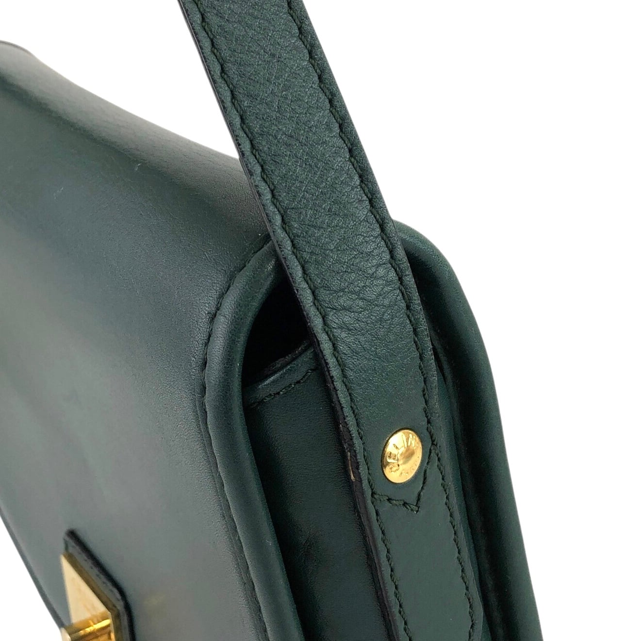 CELINE セリーヌ ショルダーバッグ グリーン ガンチーニ レザー