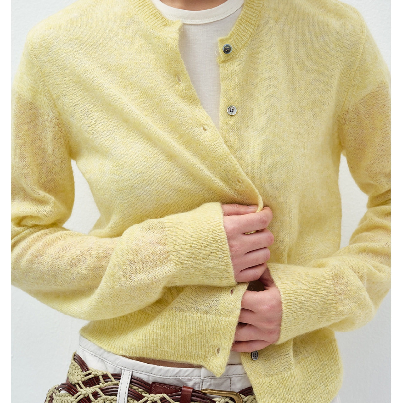 Button Front Cropped Cardigan T4257