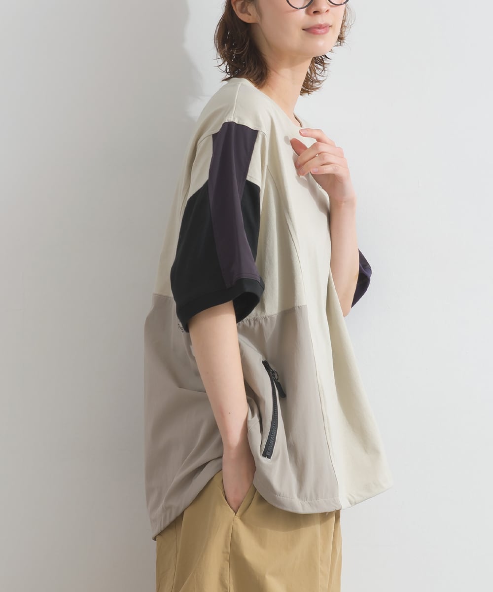 K261105 ナイロン切替ドロストプルオーバー / Nylon Panel Drawstring