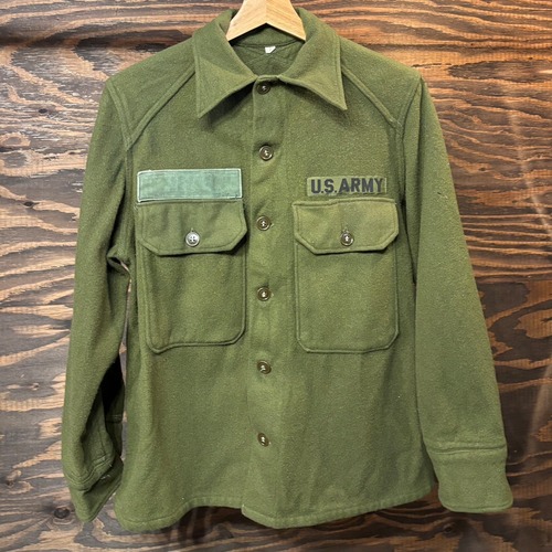 50s US ARMY OG-108 米軍 ウールシャツ 前期型 ヴィンテージ ミリタリー クロスヨーク プリーツ 朝鮮戦争 ブランケットシャツ 防寒 S