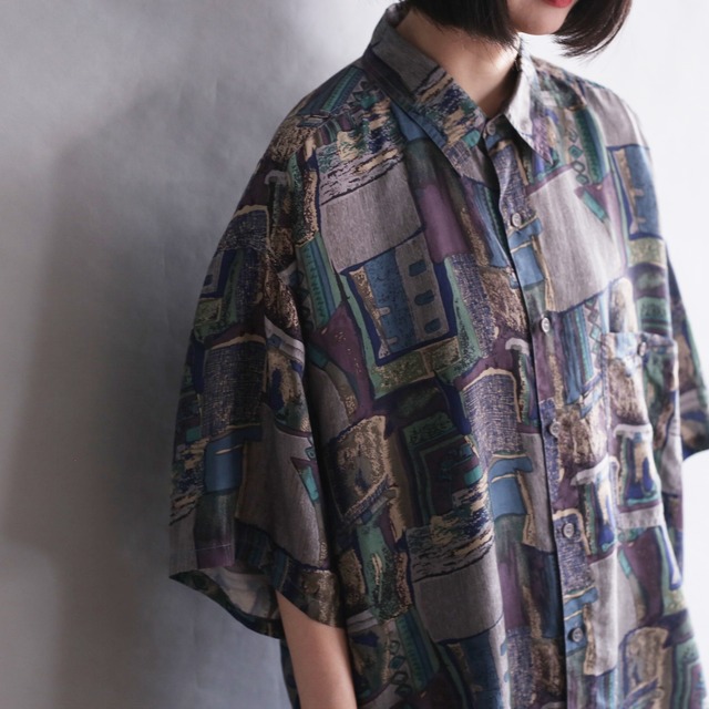 art graphic pattern h/s silk shirt