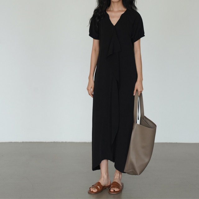 ディープVネックロングワンピース　OP3372