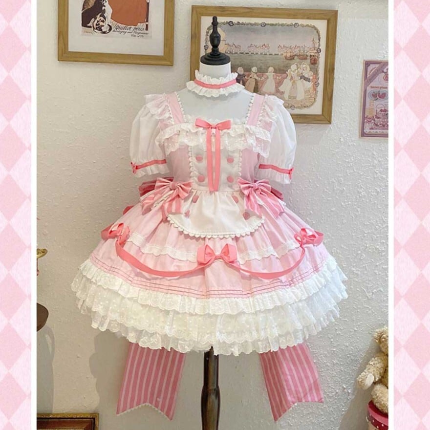 夢かわいい ネックストラップ チョーカー パステルピンク リボン コン