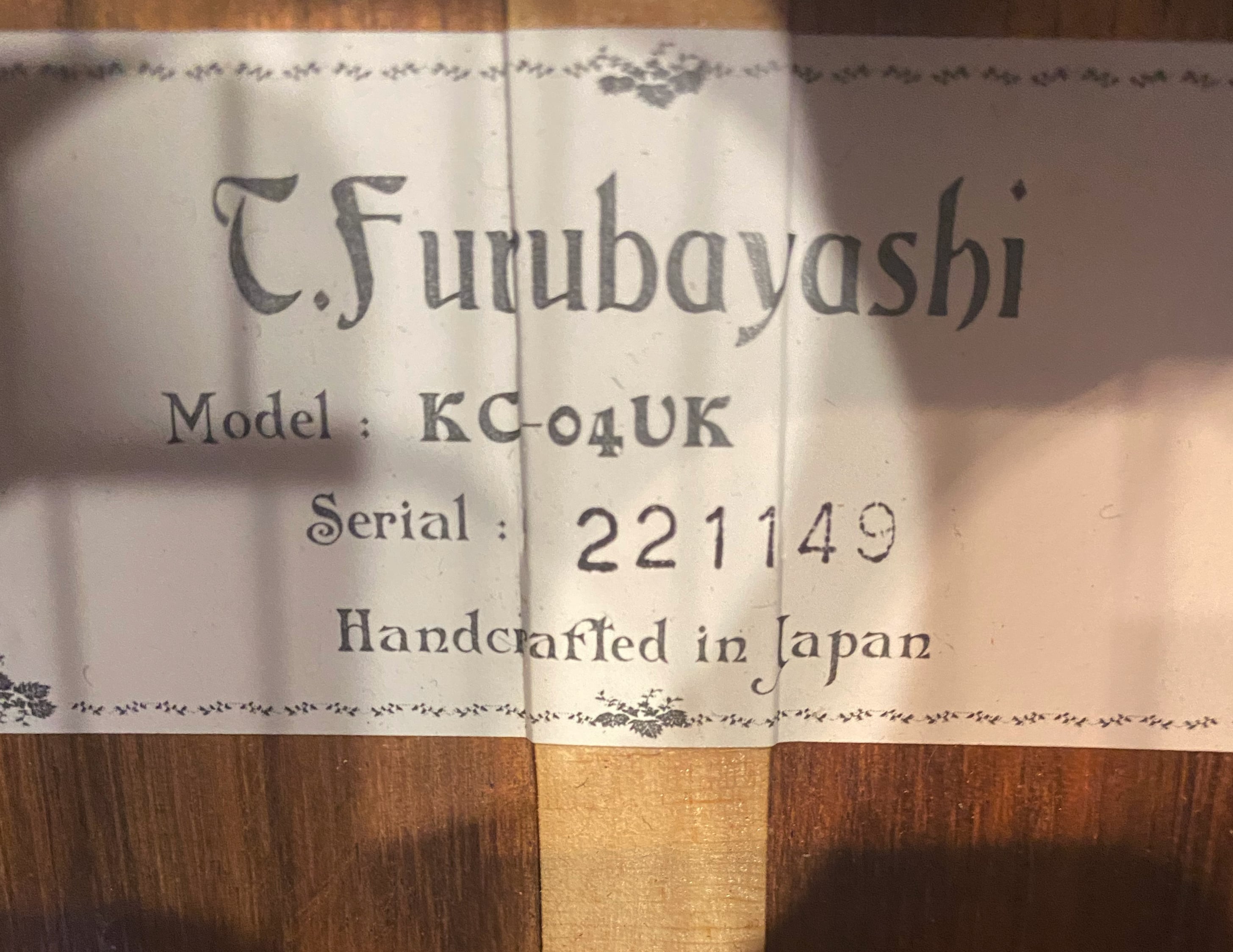 T.Furubayashi 古林 ウクレレ KC-04UK #221149 コンサート ハワイアン