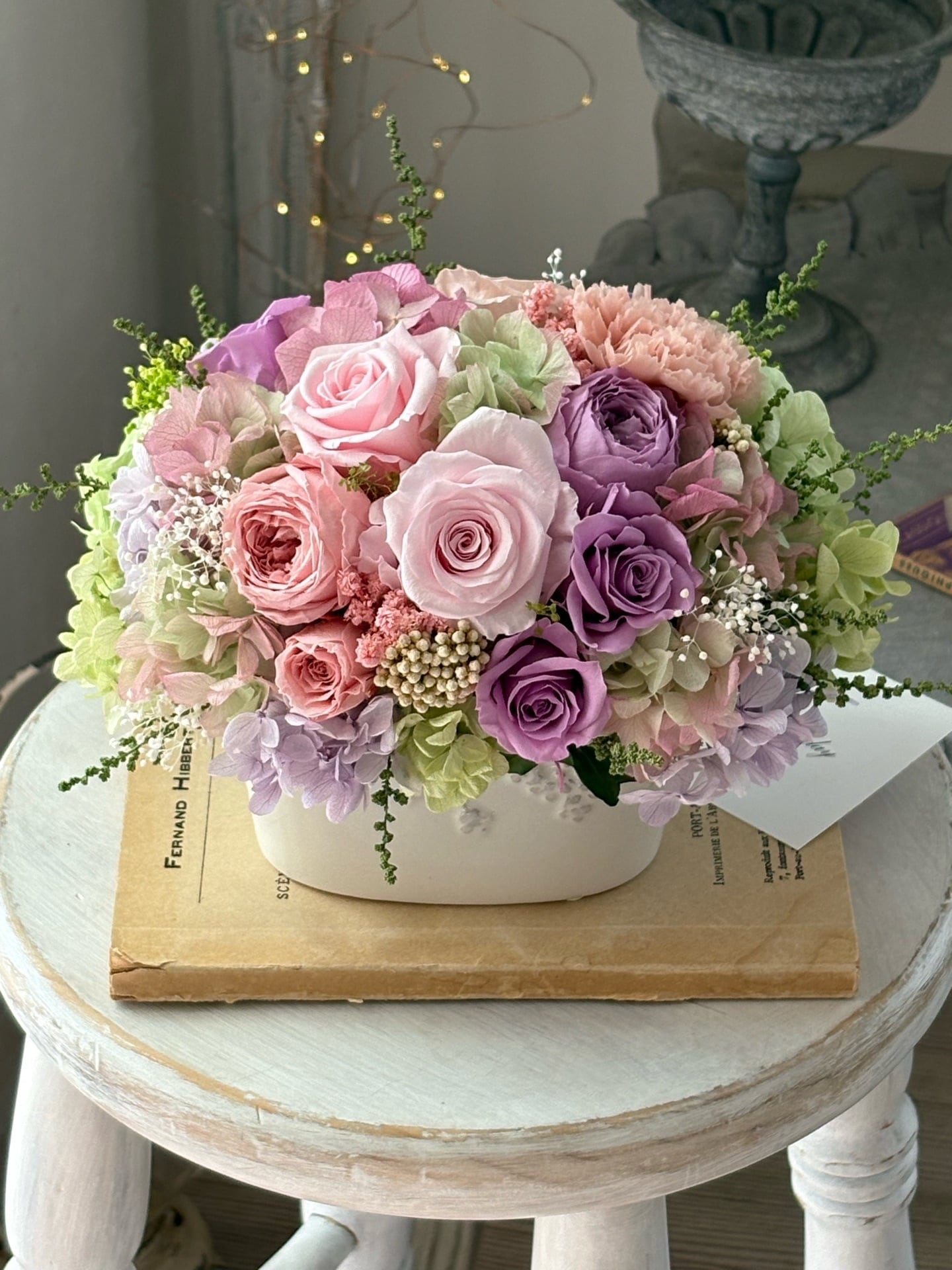 陶器のアレンジメント | プリザーブド＆ドライフラワー バニラローズ