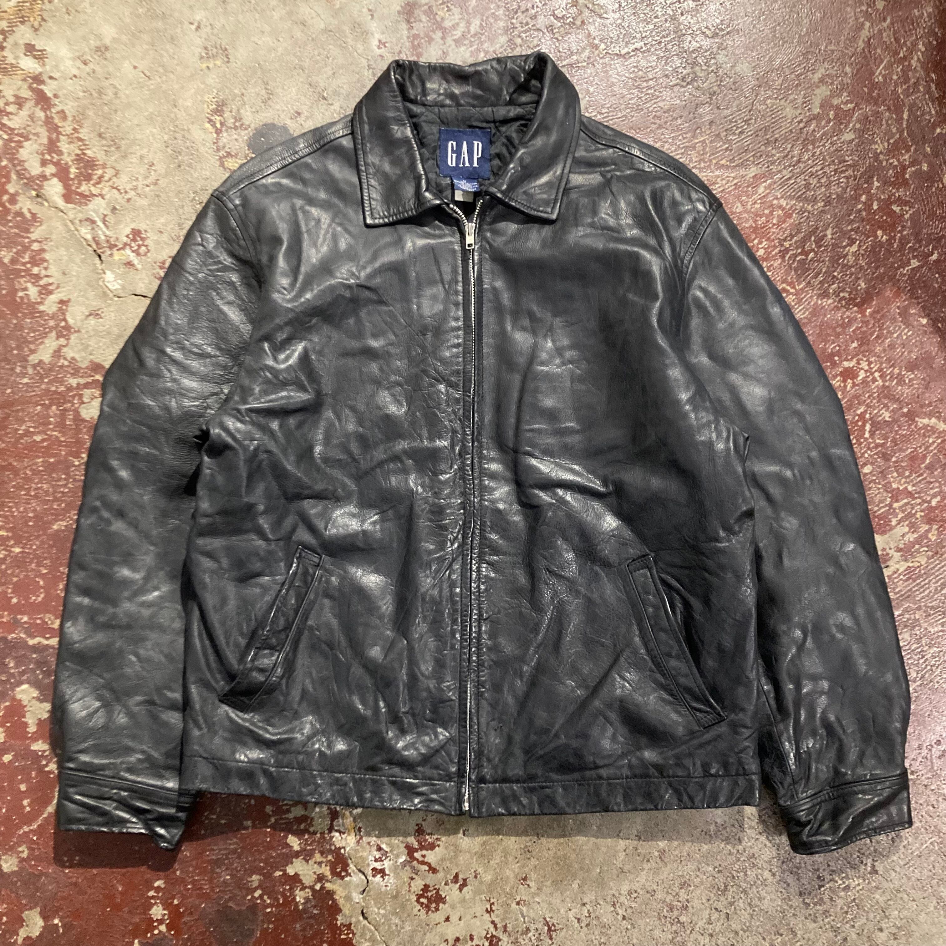 【希少】オールドギャップ カウレザー ライダースジャケット シングル ブラック old gap シングル ライダース gap 黒 ブラック レザー 革ジャン