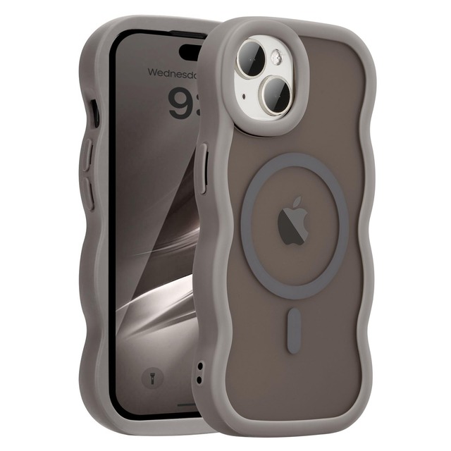 UEEBAI 対応 iPhone 15 用の ケース 半透明 TPU MagSafe対応 (グレー)