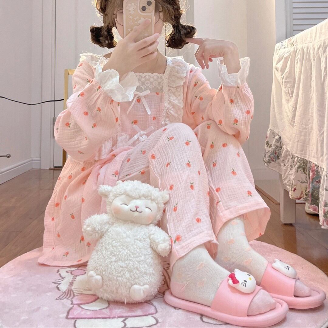 レースヨークピーチ柄ルームウェア Sucrier シュクリエ お砂糖みたいに甘くてかわいい 量産型プチプラガーリー服 通販