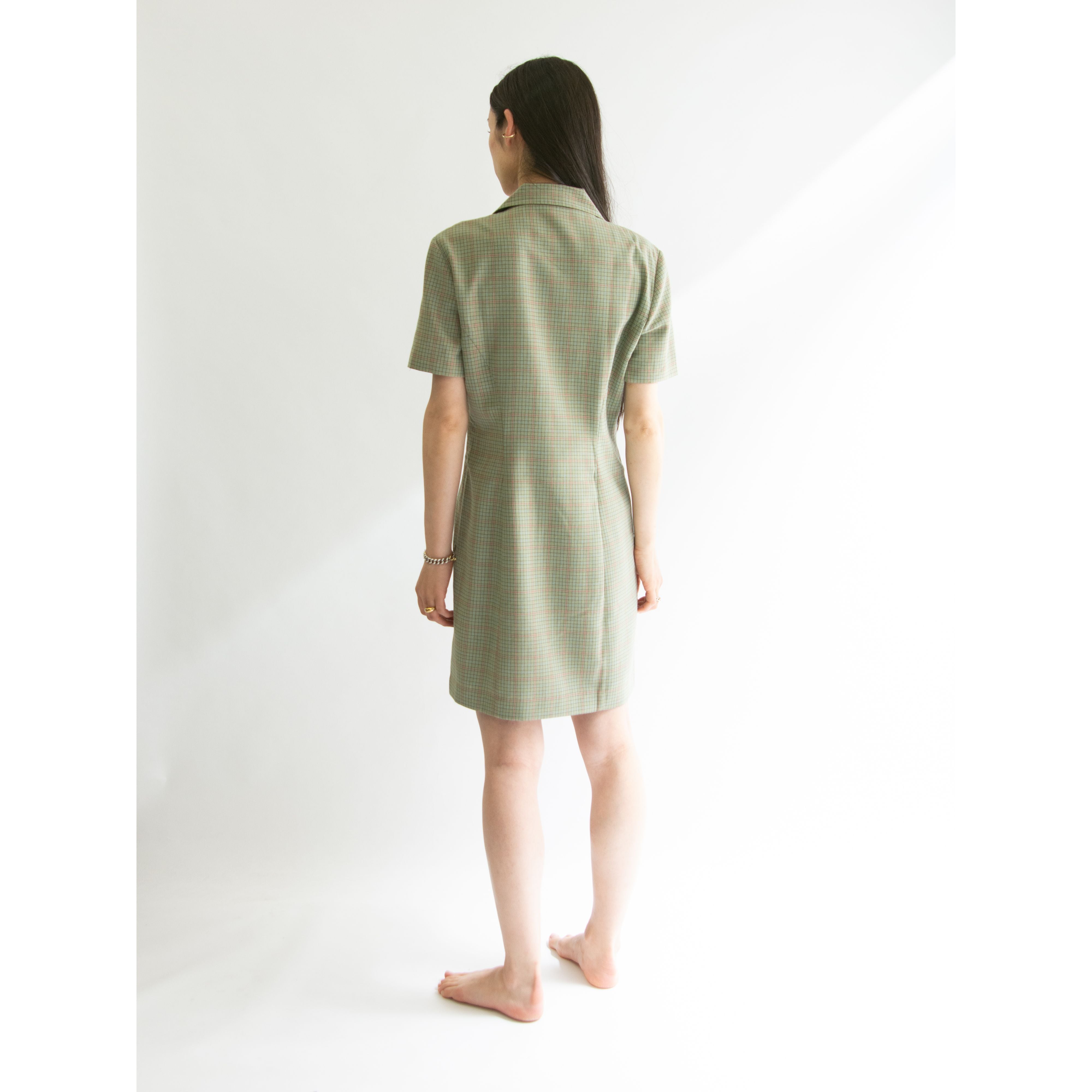 【JACOB】Made in Canada 90's Polyester-Viscose Check Dress（カナダ製 ポリエステル ヴィスコース チェック柄ドレス ワンピース）