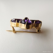 アンティークジュエリー 天然アメシスト 四つ葉のクローバー ブローチ (ソーティングメモ付)