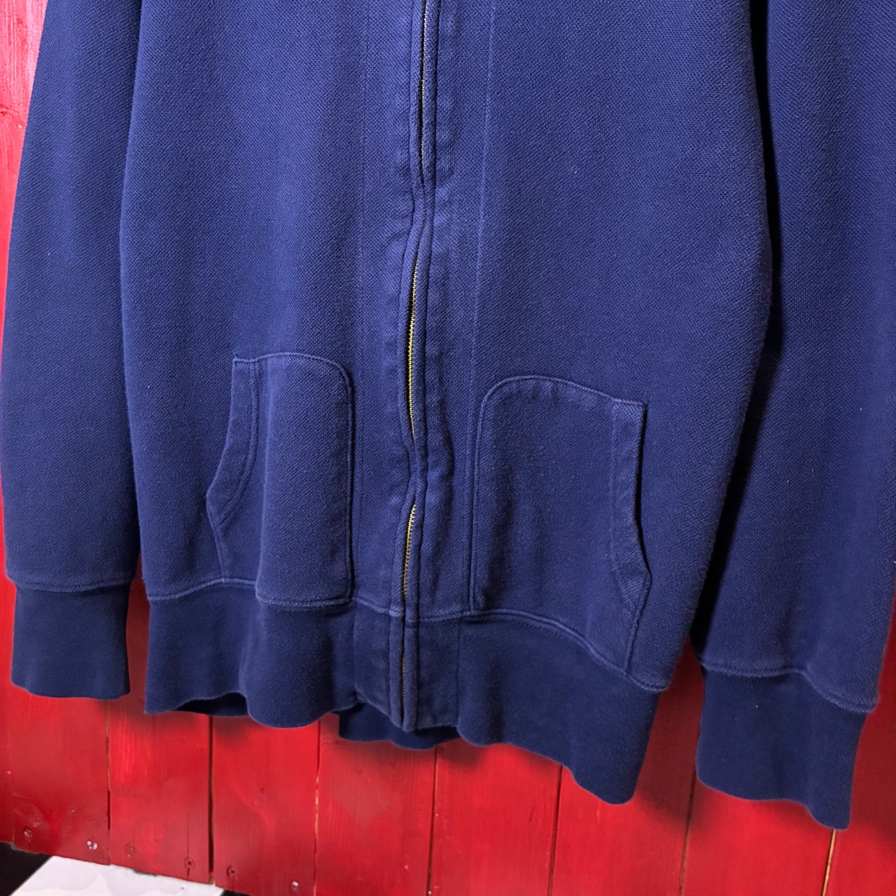 90s POLO RALPH LAUREN 鹿の子ジップパーカー ネイビー キッズ メンズXS相当