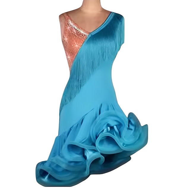 フリンジ アシンメトリー ミディアム ラテン ダンスドレス ds1161