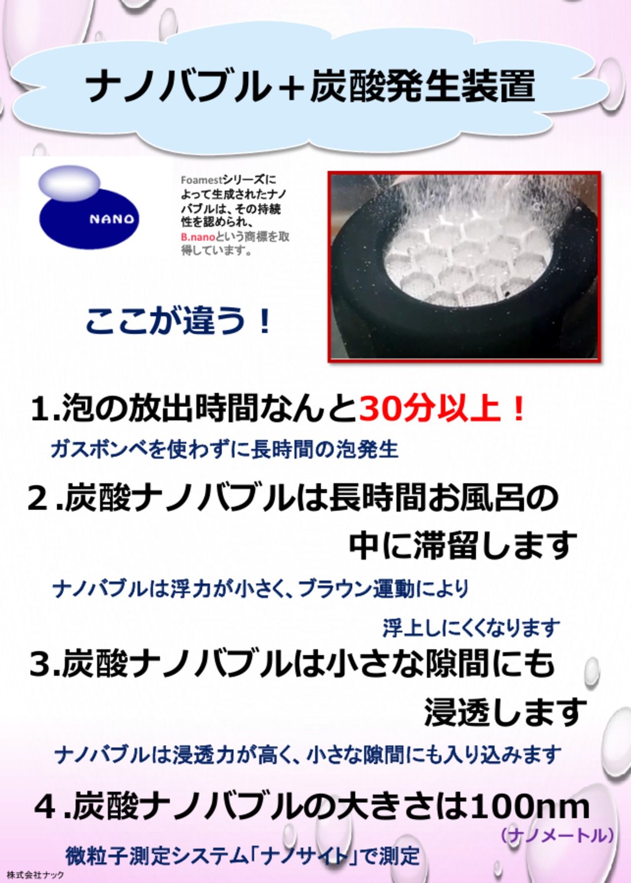マイクロナノバブル炭酸風呂「Foamest®肌いい」 | Foamest